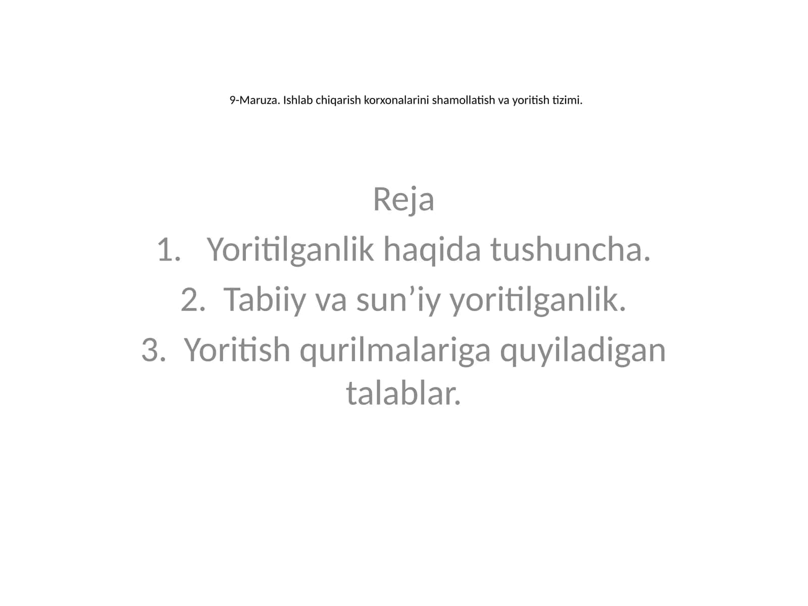 Ishlab chiqarish korxonalarini shamollatish va yoritish tizimi 1