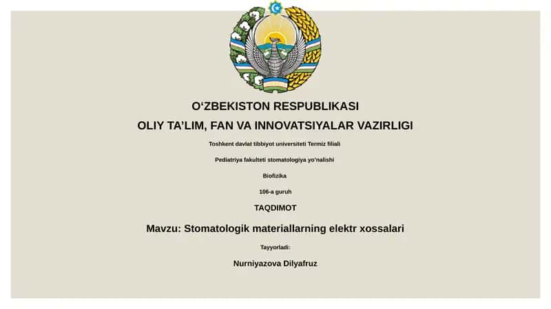 Stomatologik materiallarning elektr xossalari 1