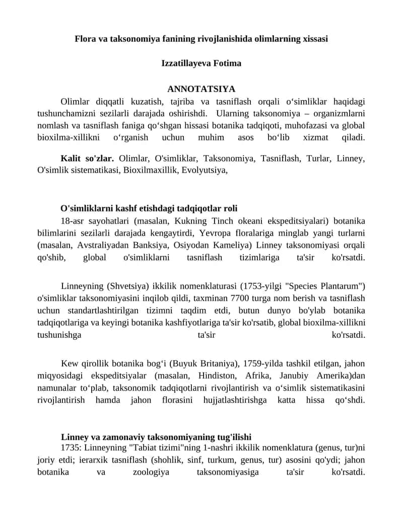 O'simliklarni kashf etishdagi tadqiqotlar roli 1