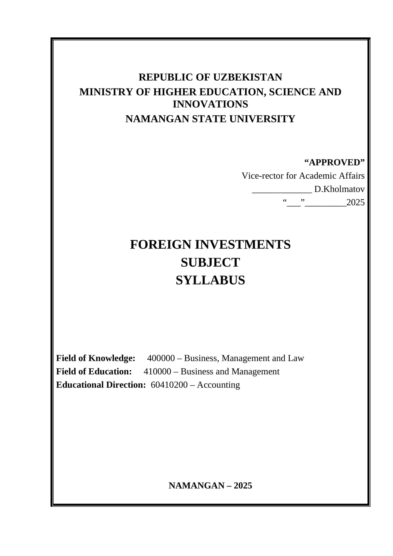 Foreign Investments 1