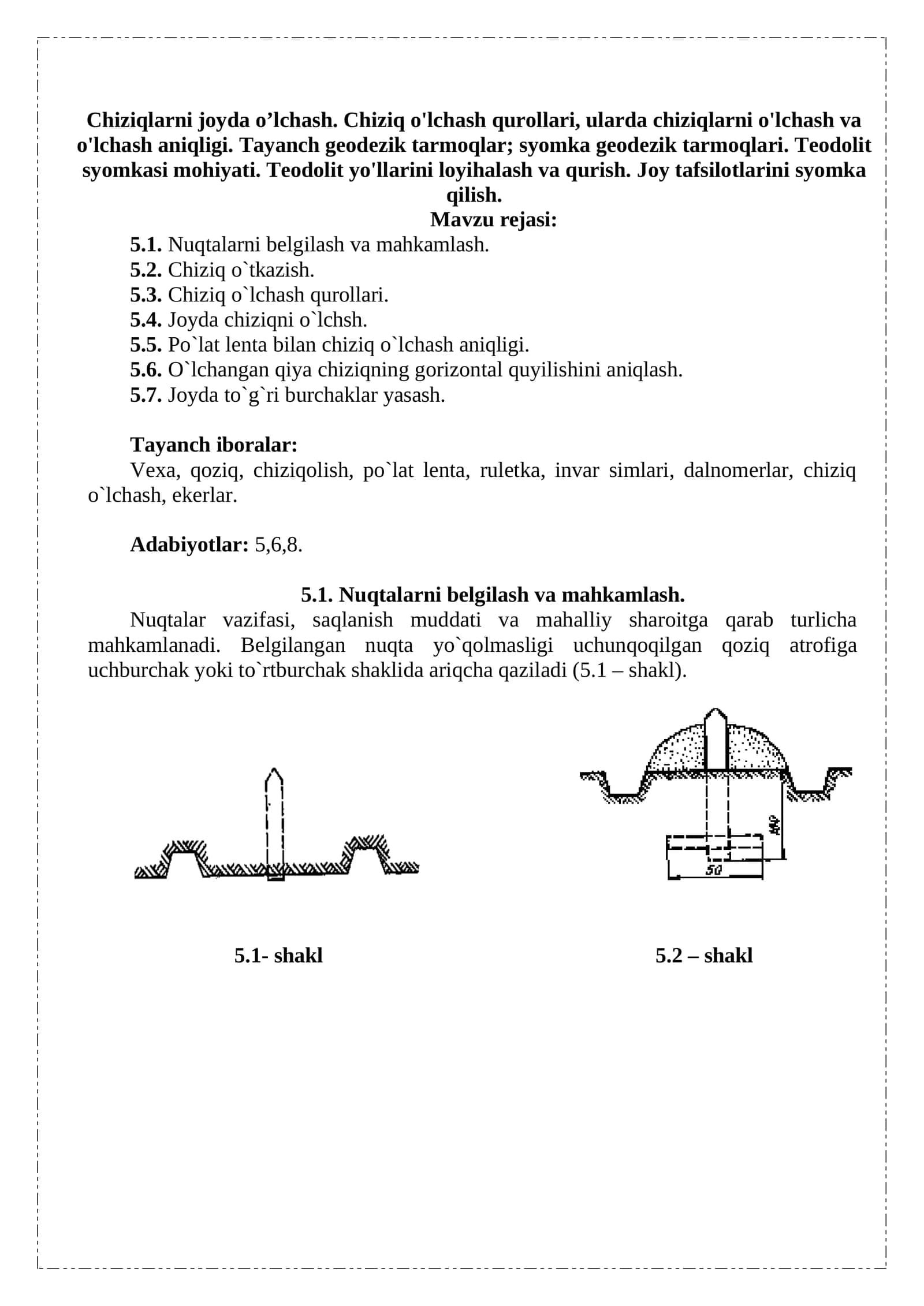 Nuqtalarni belgilash va mahkamlash 1