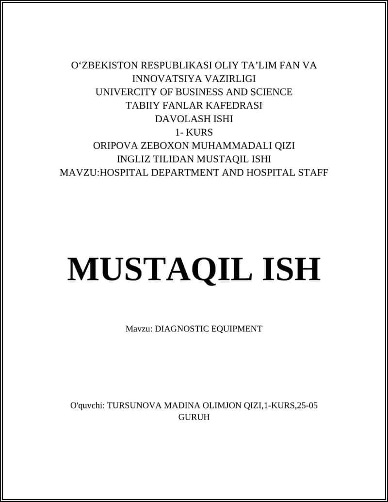 DIAGNOSTIC EQUIPMENT 1
