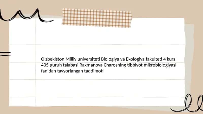 Tibbiyot mikrobiologiyasi fanidantayyorlangan taqdimot 1