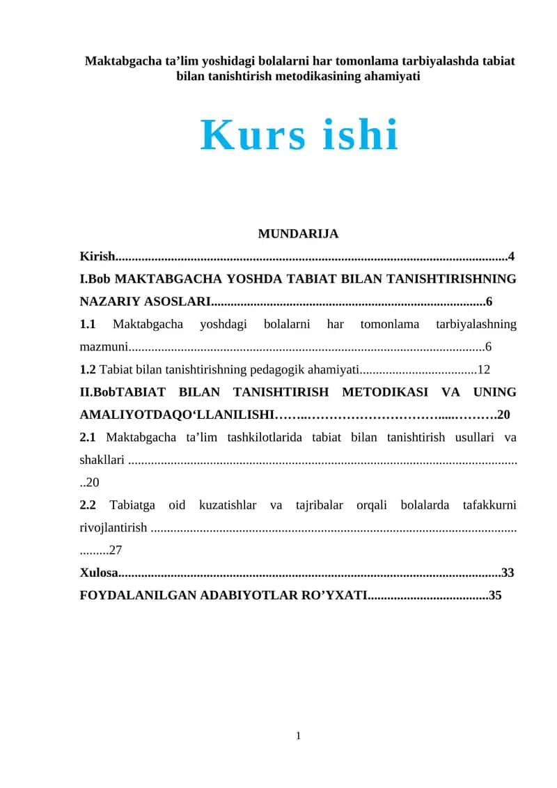 Tabiat bilan tanishtirish metodikasi 1