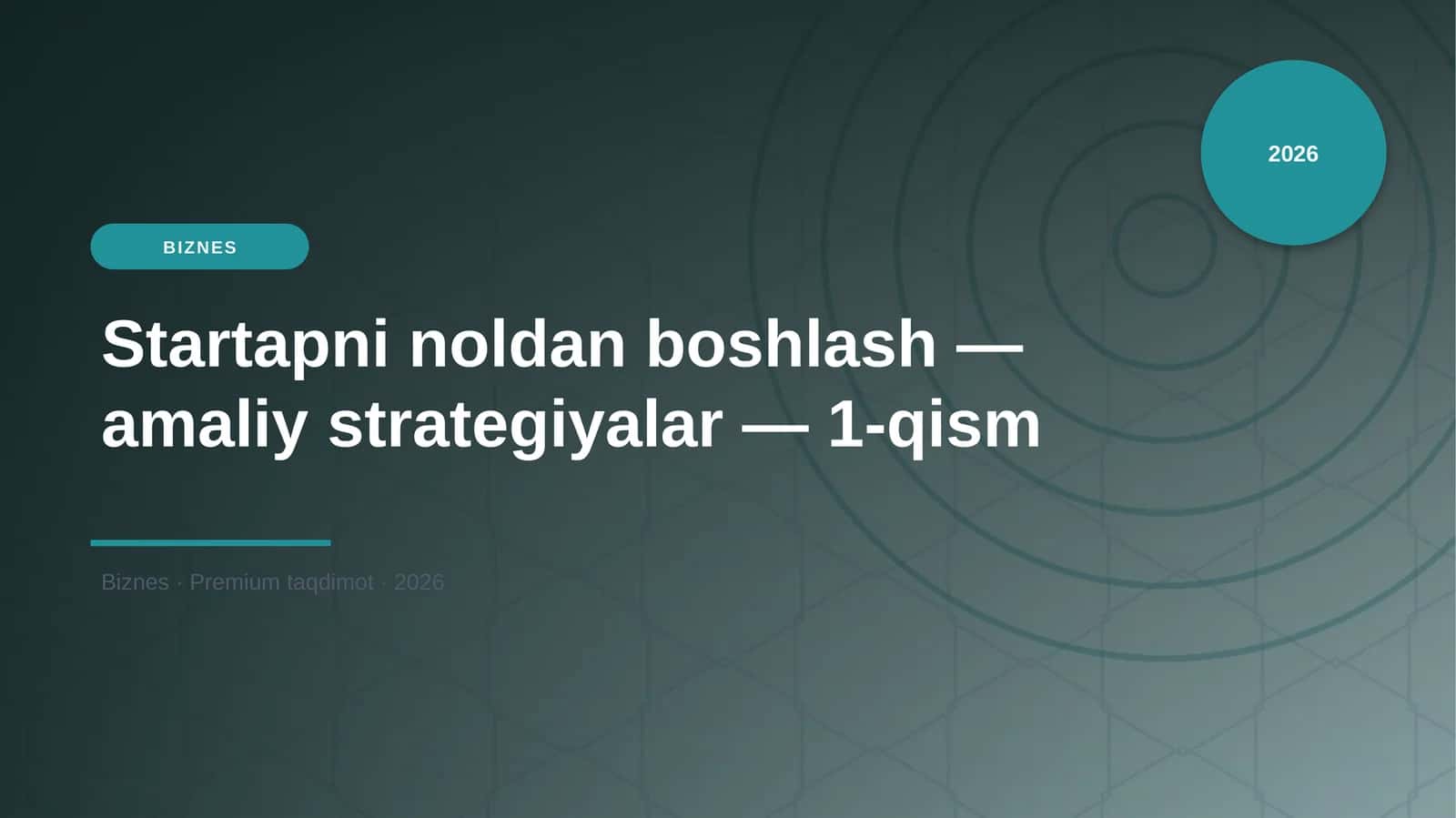 Startapni noldan boshlash — amaliy strategiyalar — 1-qism 1