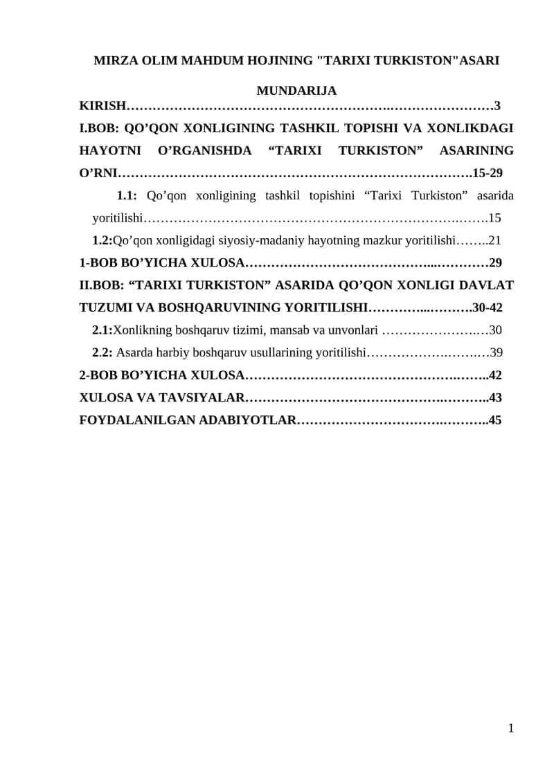 "MIRZA OLIM MAHDUM HOJINING TARIXI TURKISTON ASARI" 1