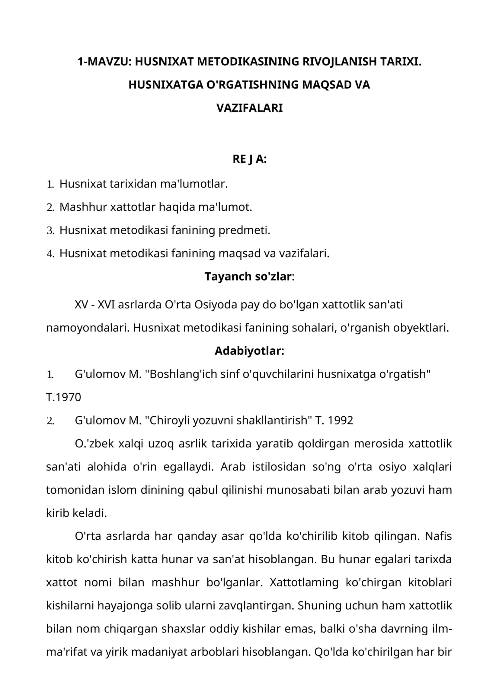 HUSNIXAT METODIKASINING RIVOJLANISH TARIXI 1