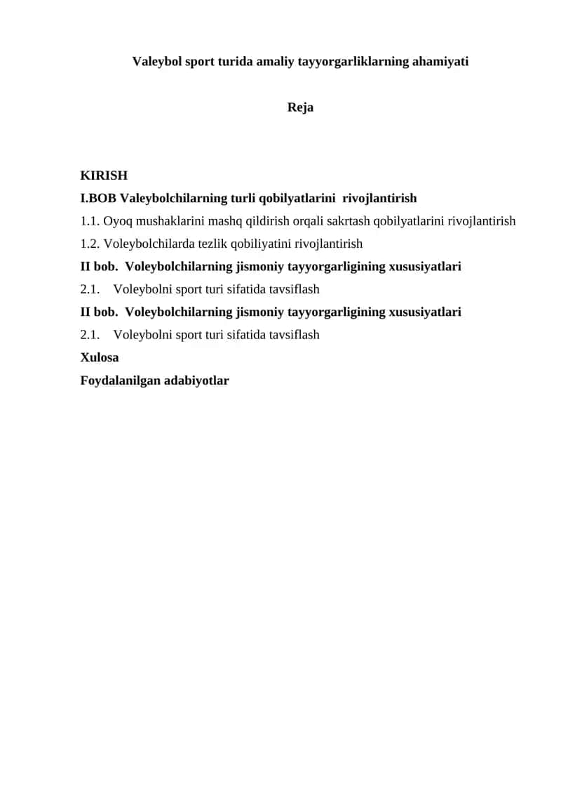 Voleybol sport turida amaliy tayyorgarliklarning ahamiyati 1