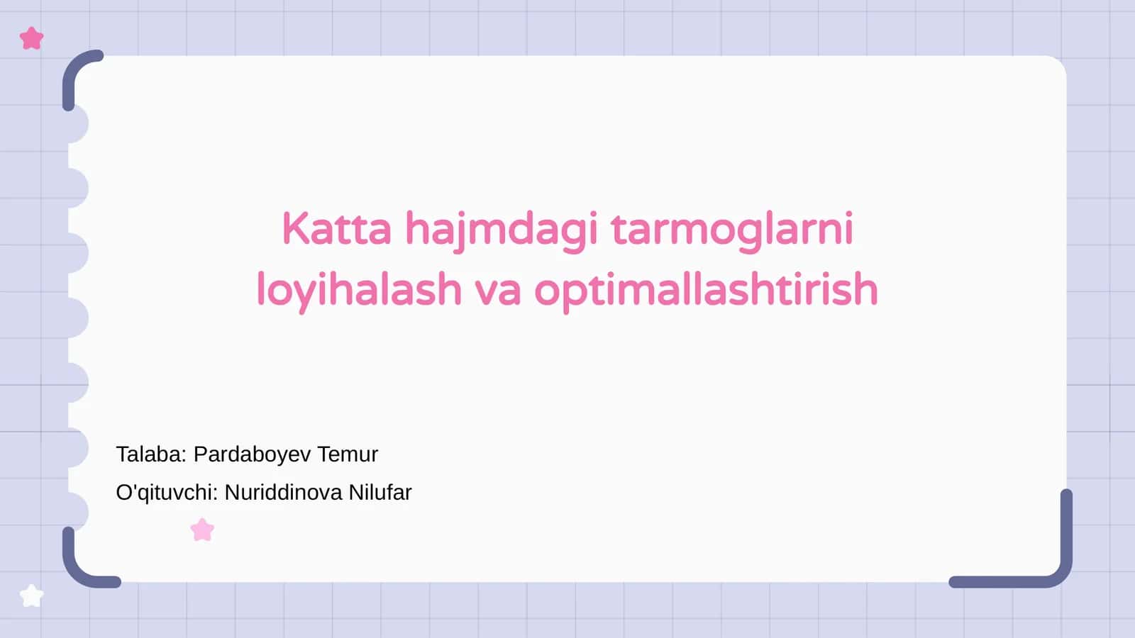 Katta hajmdagi tarmoglarni loyihalash va optimallashtirish 1