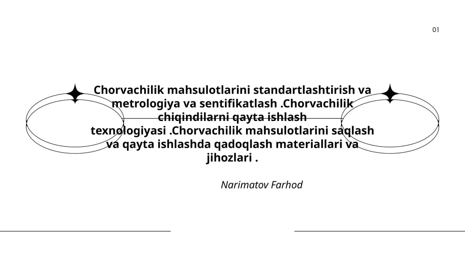 Chorvachilik mahsulotlarini standartlashtirish va metrologiya va sentifikatlash 1