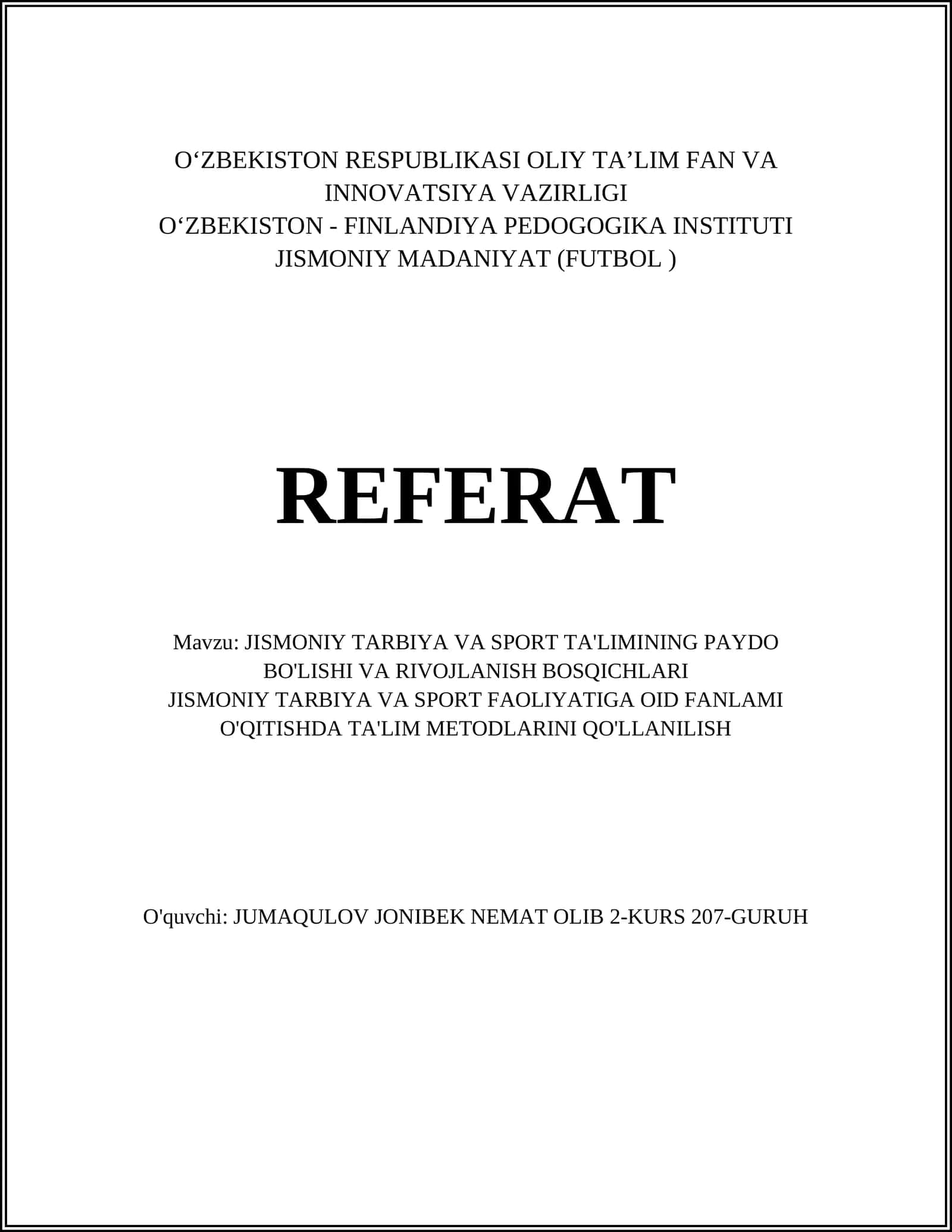 Jismoniy tarbiya va sport ta'limi 1