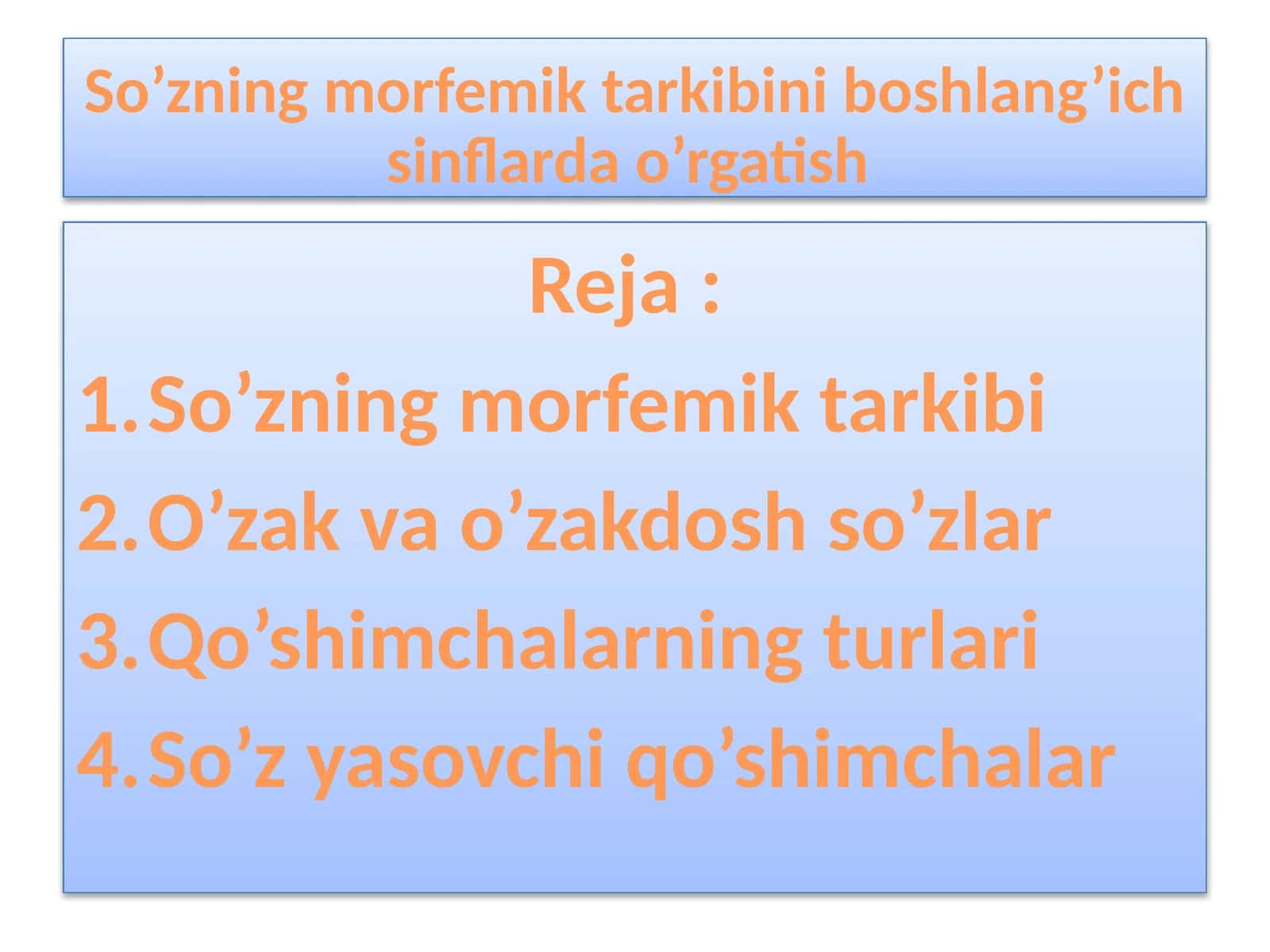 So’zning morfemik tarkibini boshlang’ich sinflar da o’rgatish 1