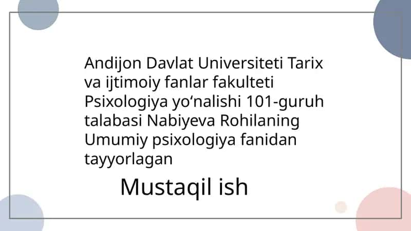 Inson Psixikasining Ontogenezdagi Rivojlanishi 1