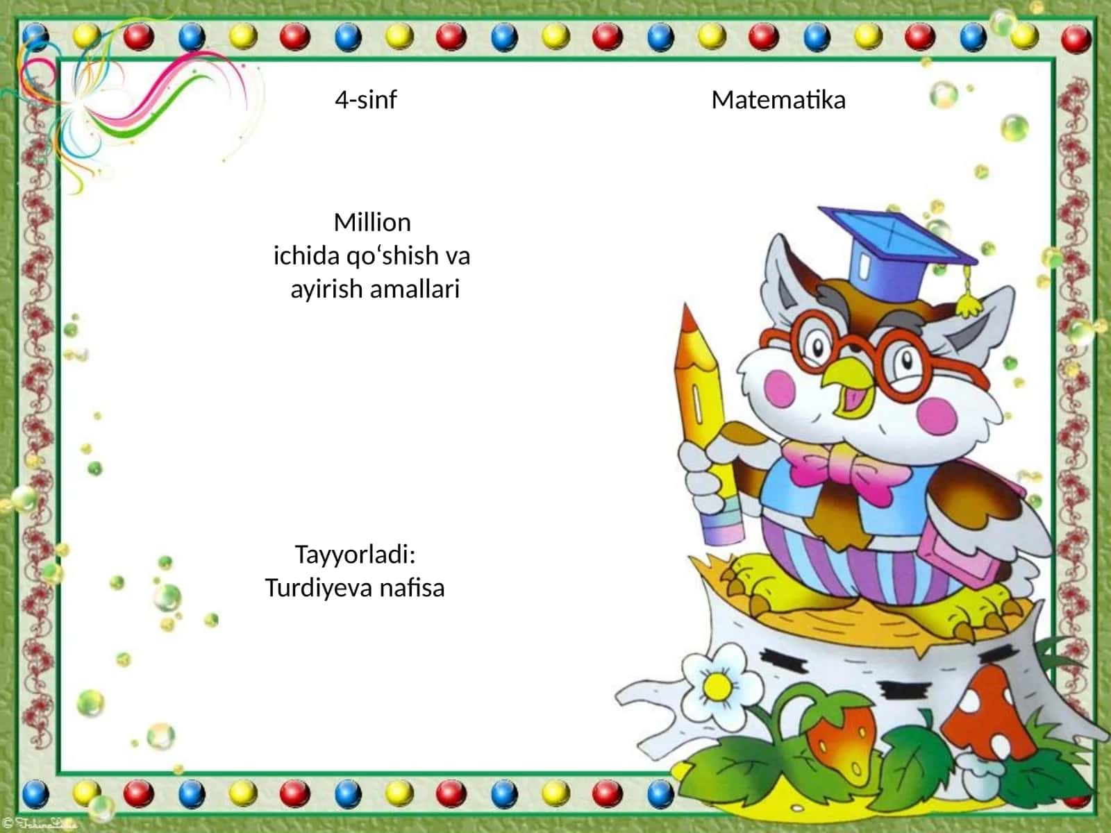 Million ichida qo‘shish va ayirish amallari 1