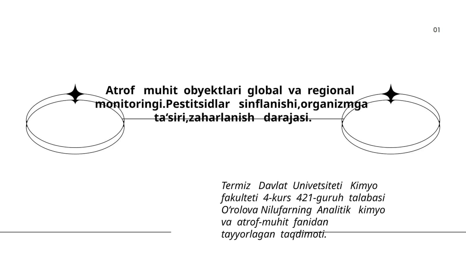 Analitik kimyo va atrof-muhit fanidan taqdimoti 1