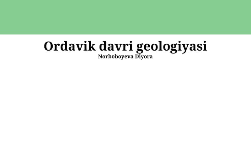 Ordavik davri geologiyasi 1