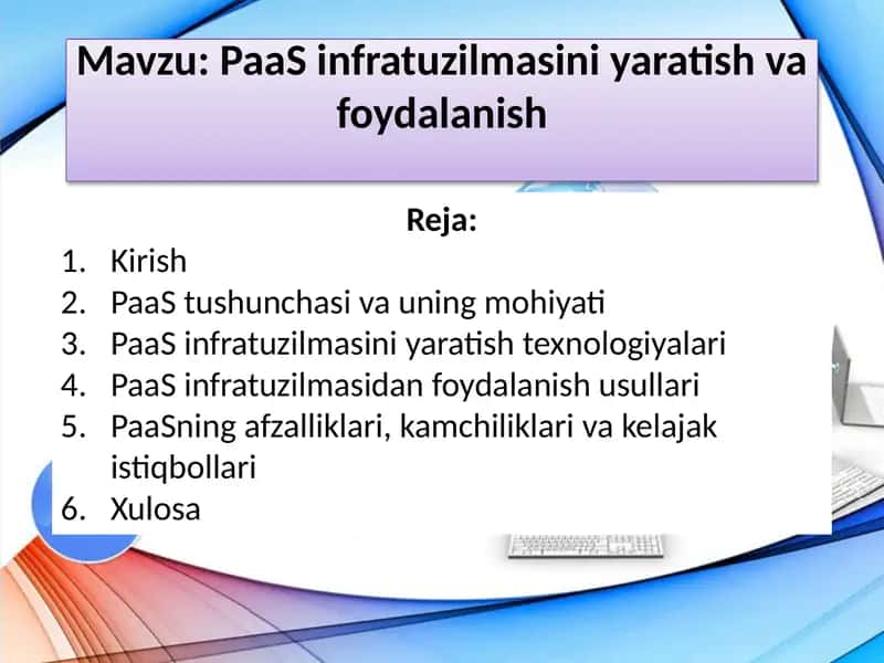 PaaS infratuzilmasini yaratish va foydalanish 1