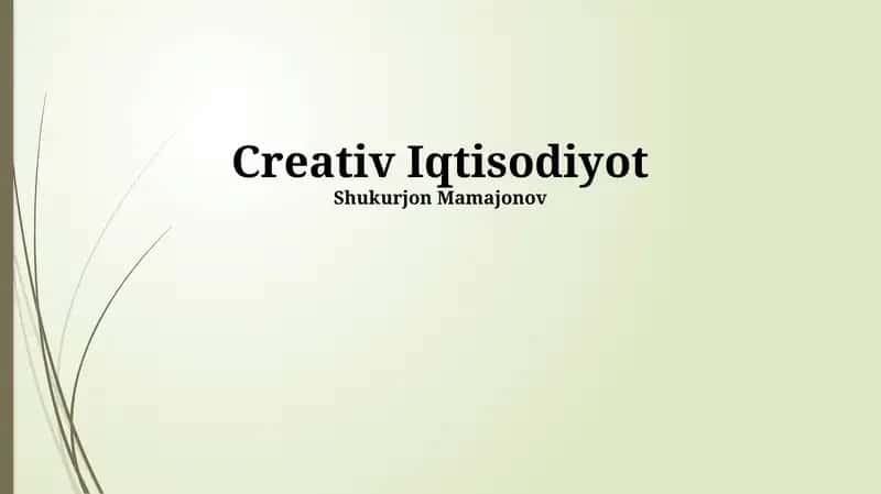 Ijodkorlik Iqtisodiyoti 1