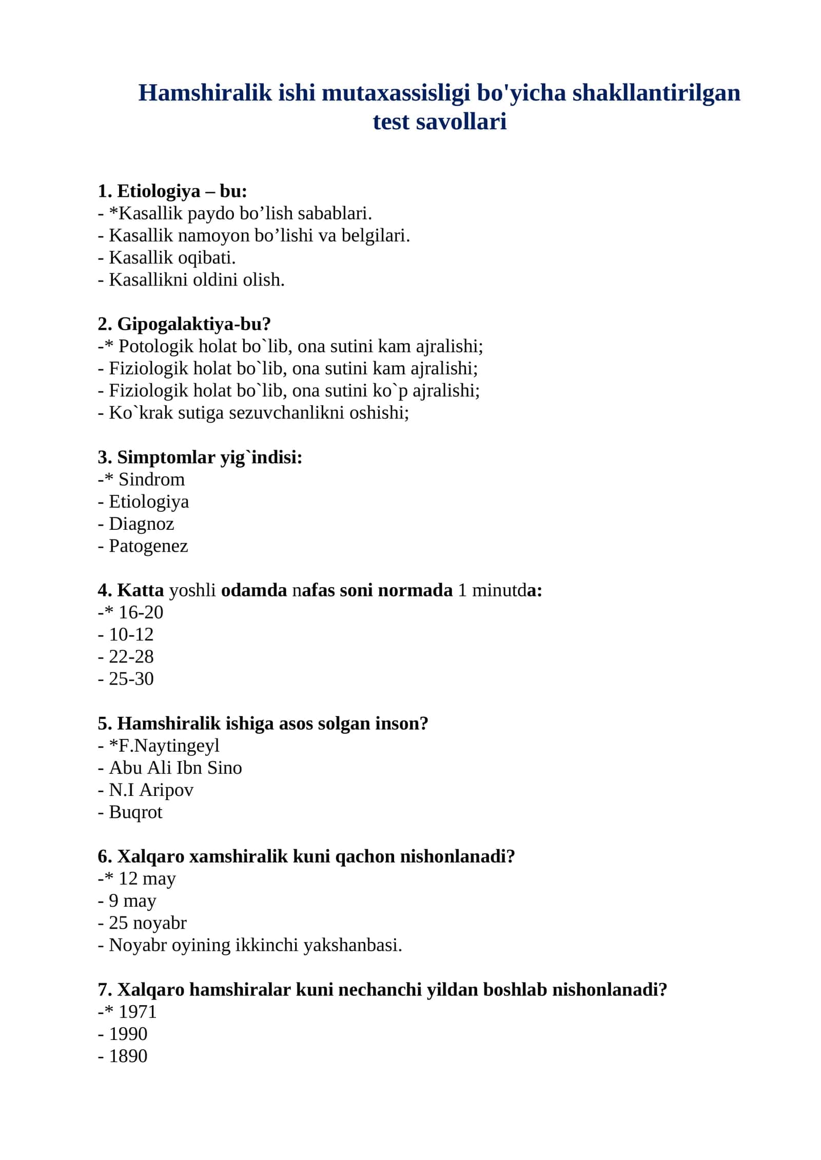 Xalqaro hamshiralik assotsatsiyasi 1