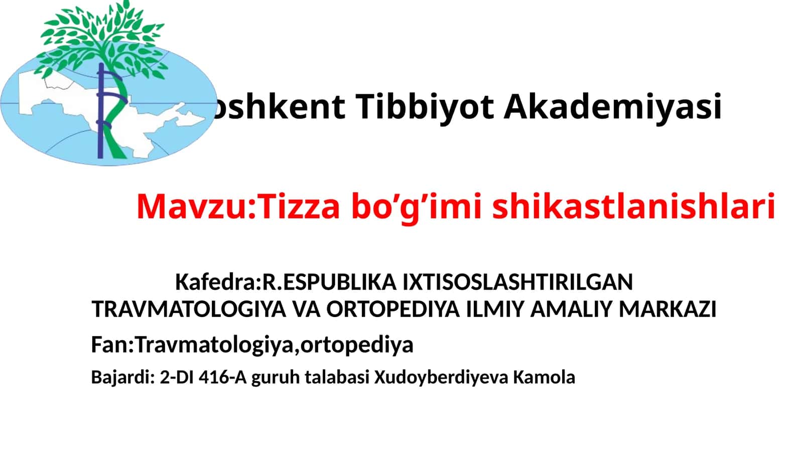 Tizza bo’g’imi shikastlanishlari 1