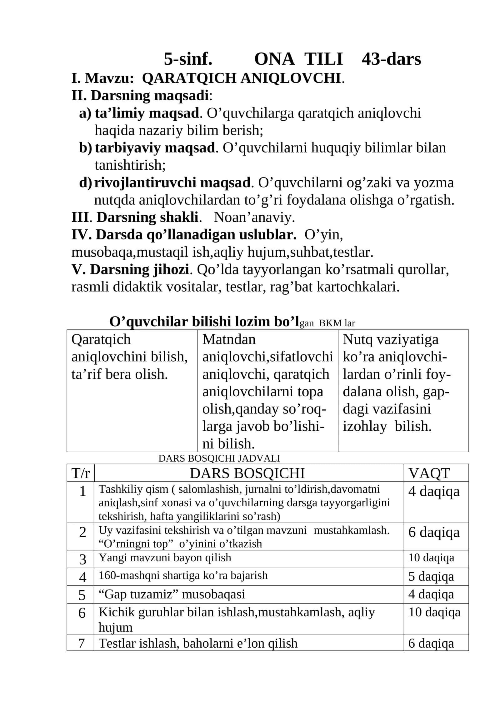 5-sinf. ONA TILI 43-dars 1