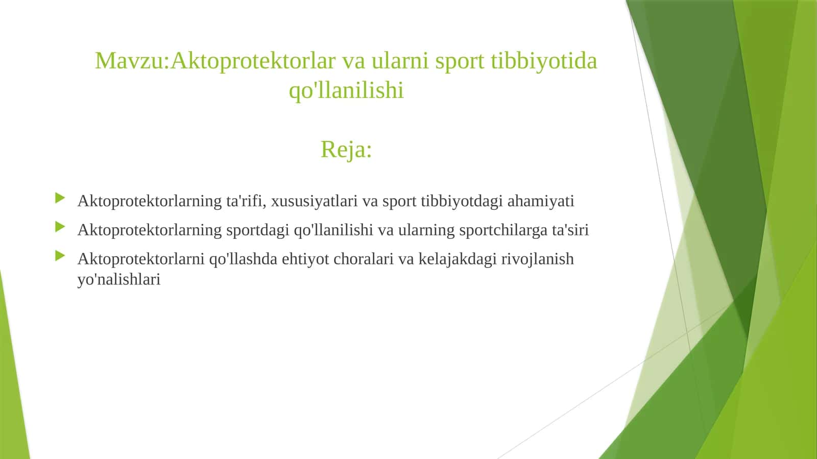 Aktoprotektorlar va ularni sport tibbiyotida qo'llanilishi 1