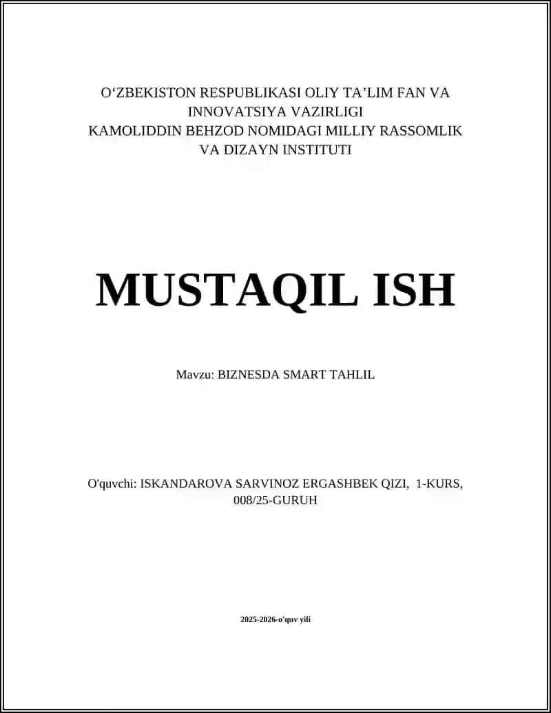 BIZNESDA SMART TAHLIL 1