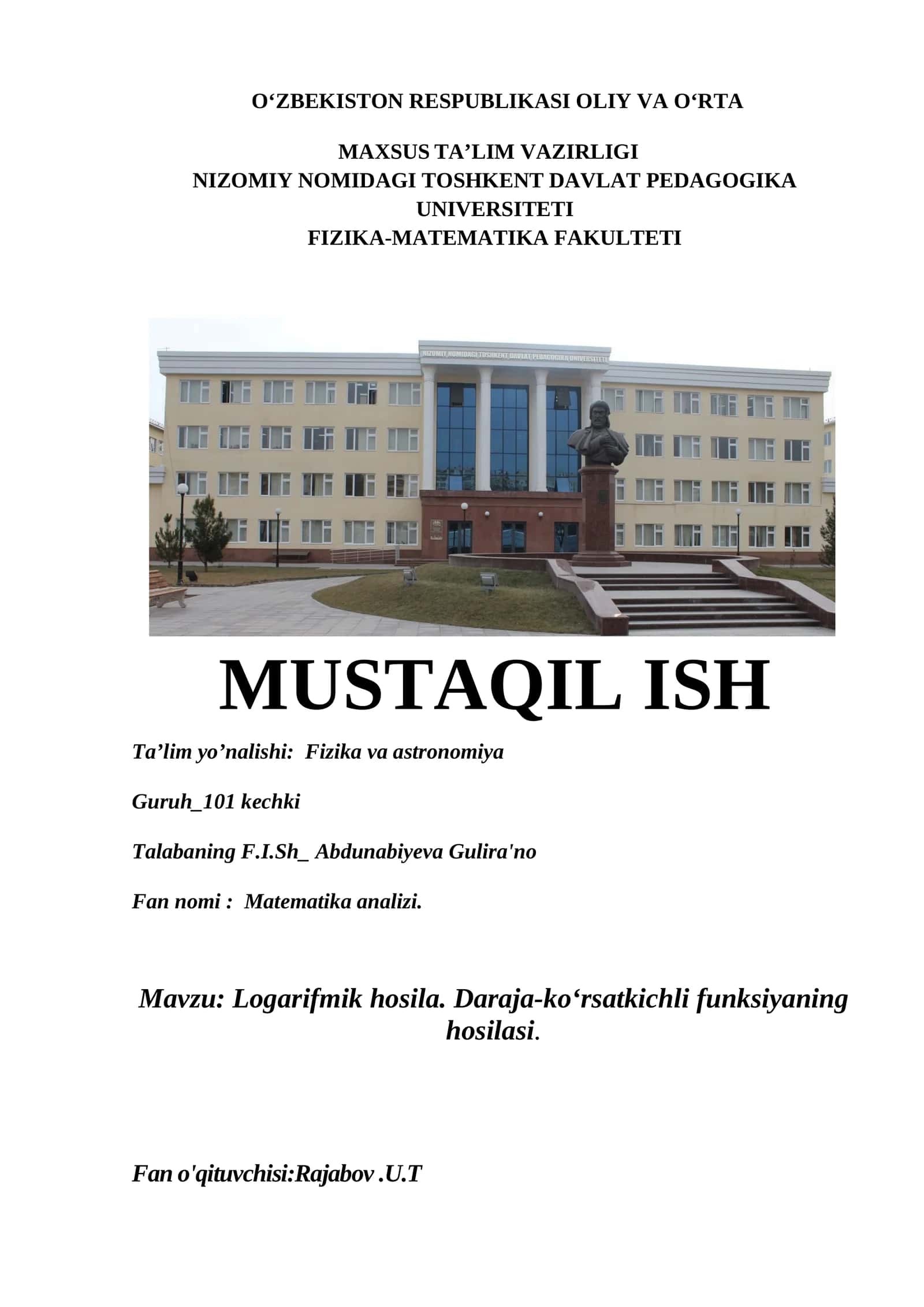 Logarifmik hosila 1