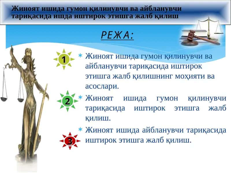 Жиноят ишида гумон қилинувчи ва айбланувчи 1
