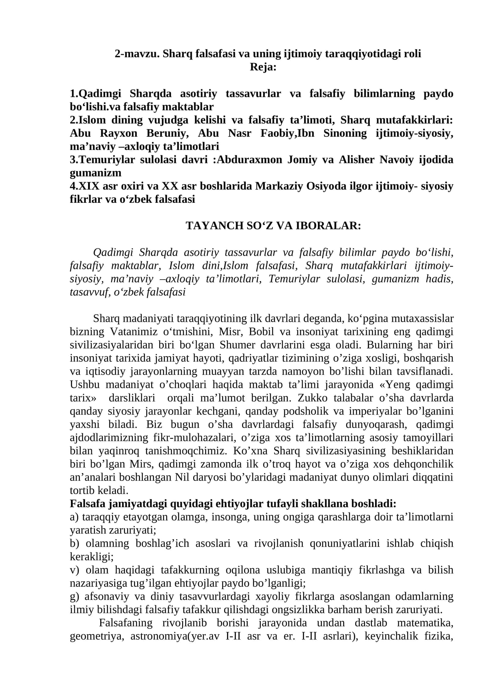 Sharq falsafasi va uning ijtimoiy taraqqiyotidagi roli 1