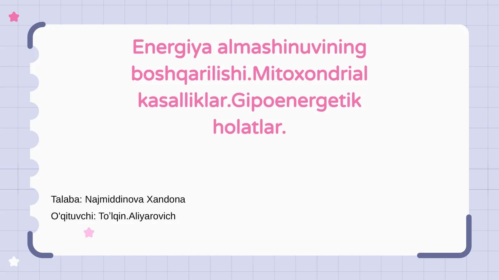 Energiya almashinuvining boshqarilishi 1