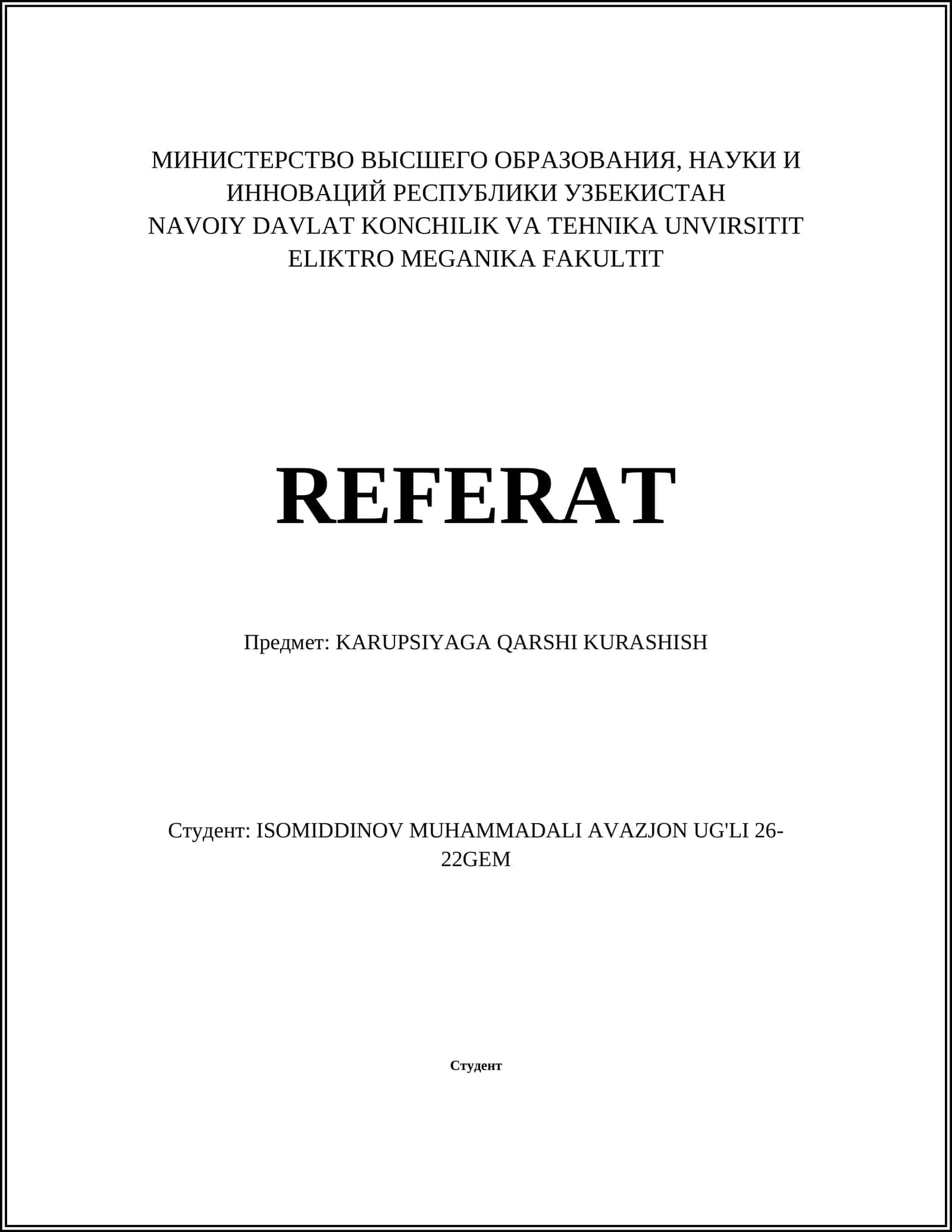 KARUPSIYAGA QARSHI KURASHISH 1