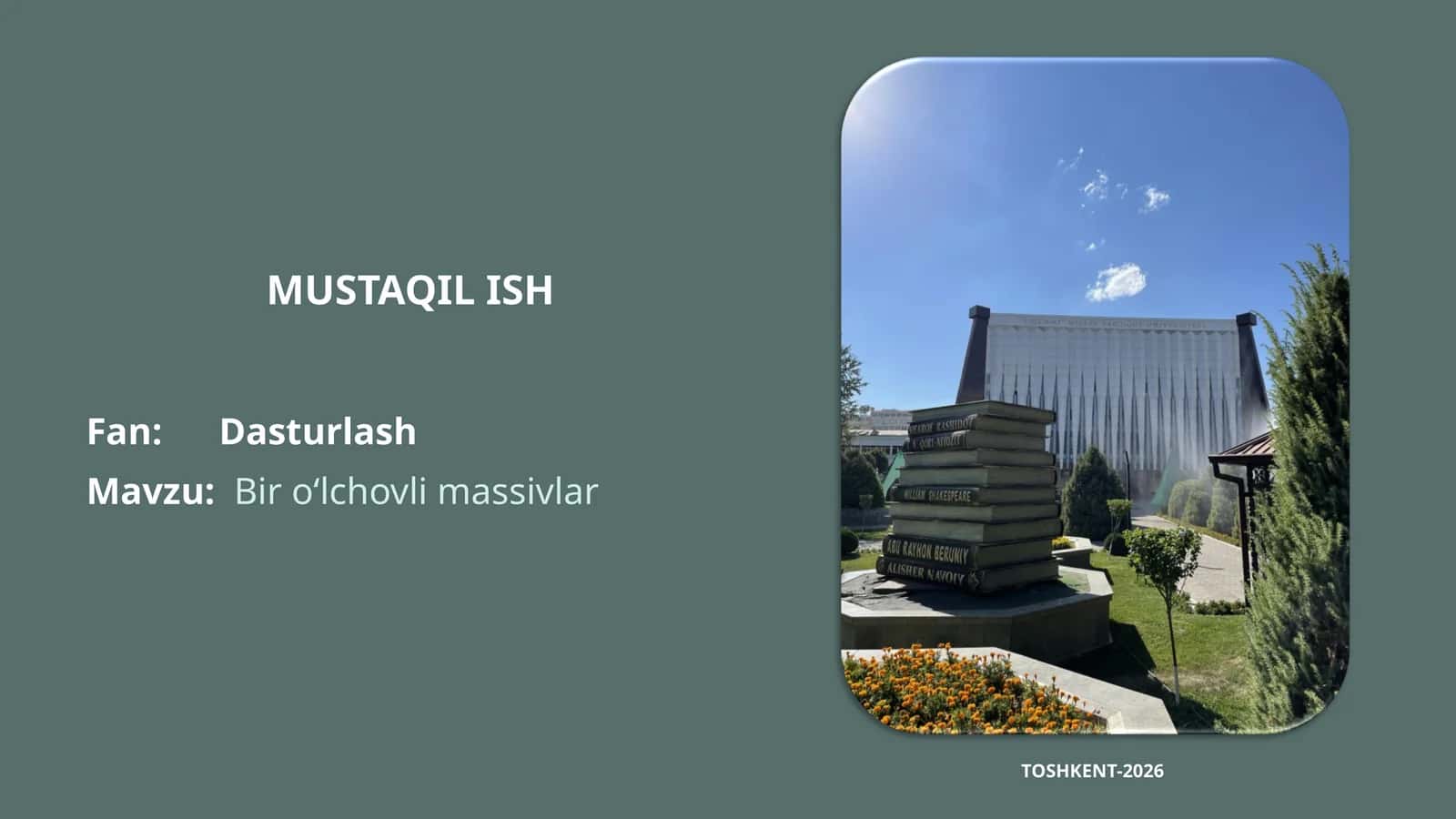 Bir o‘lchovli massivlar 1