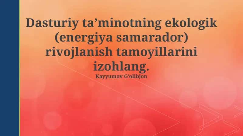 Ekologik toza dasturiy ta'minotning rivojlanishi 1