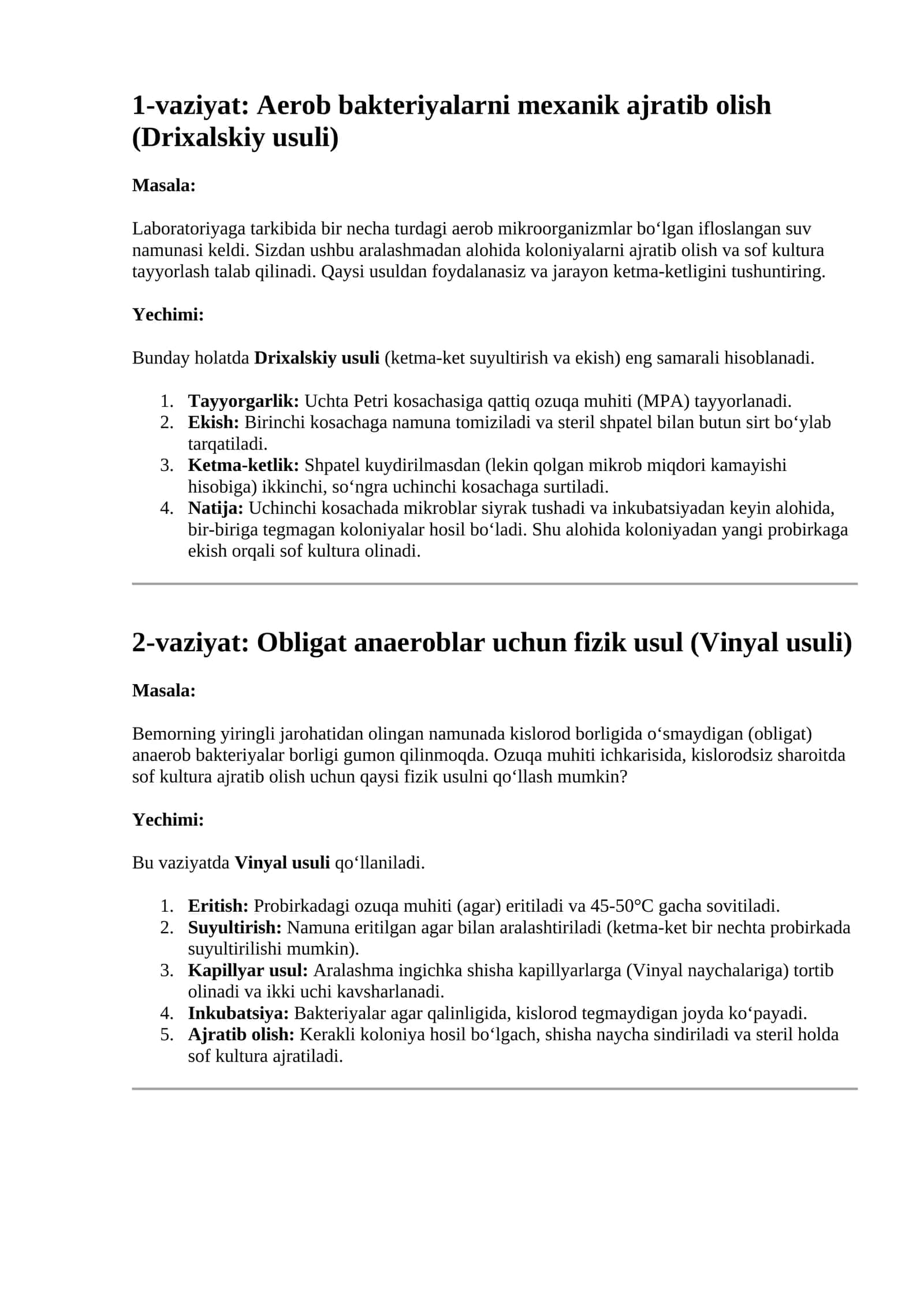 mikrobiologiya fanidan vaziyatli masallar 1