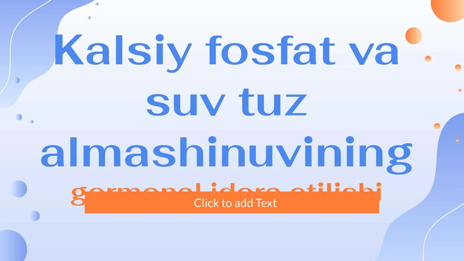 Kalsiy fosfat va suv tuz almashinuvining gormonal idora etilishi 1