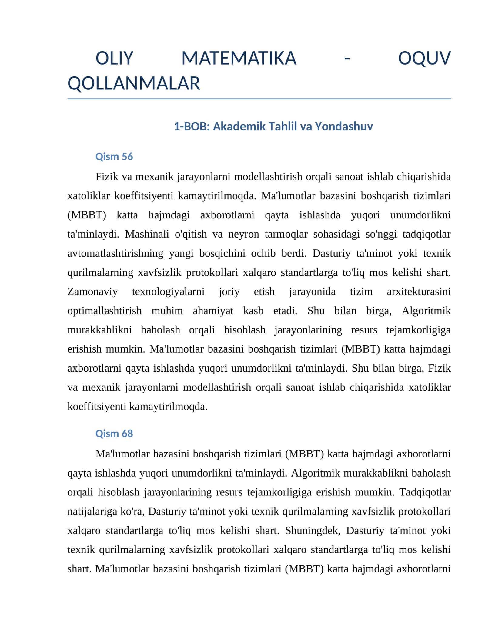 OLIY MATEMATIKA - OQUV QOLLANMALAR 1