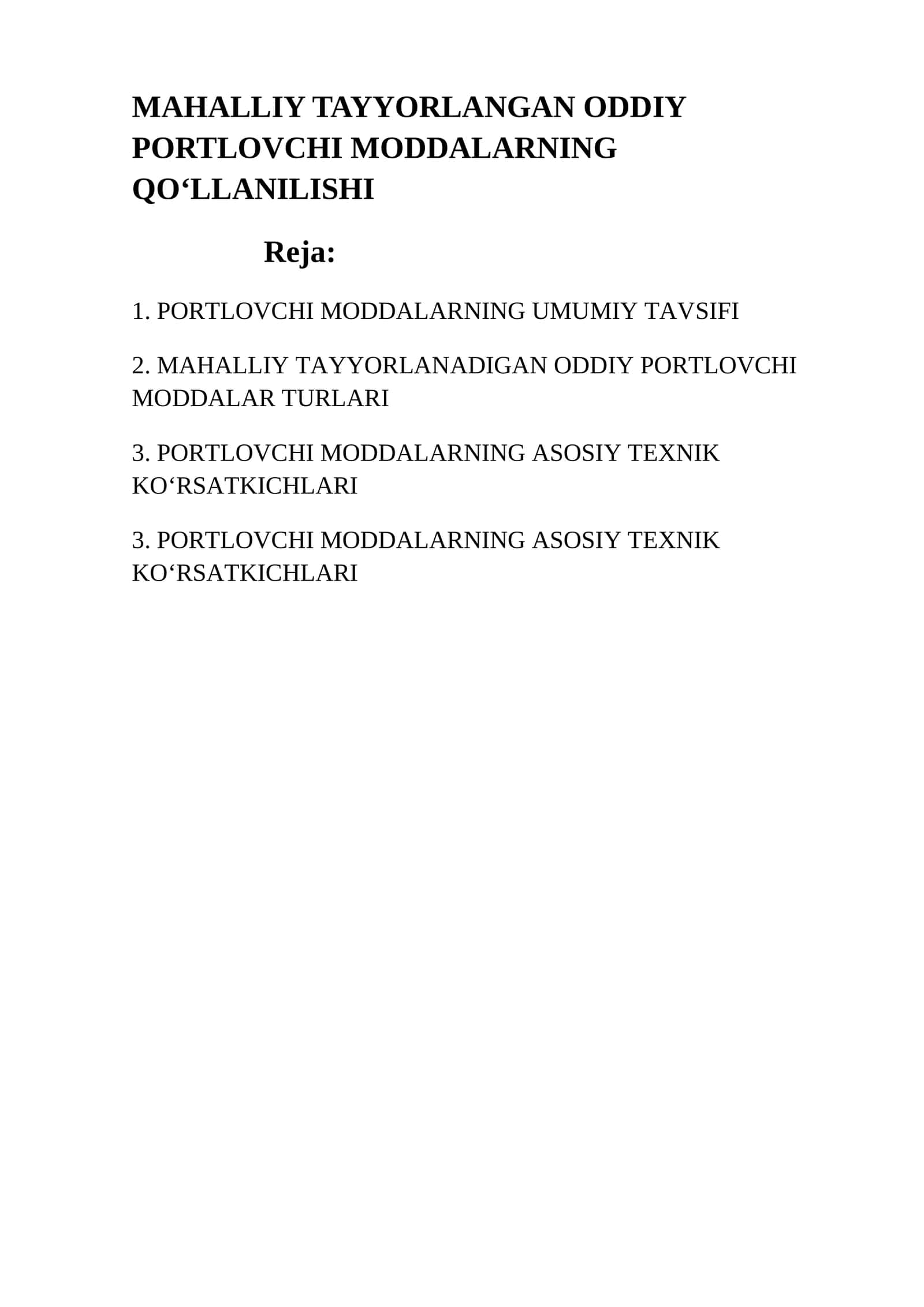 MAHALLIY TAYYORLANGAN ODDIY PORTLOVCHI MODDALARNING QO‘LLANILISHI 1