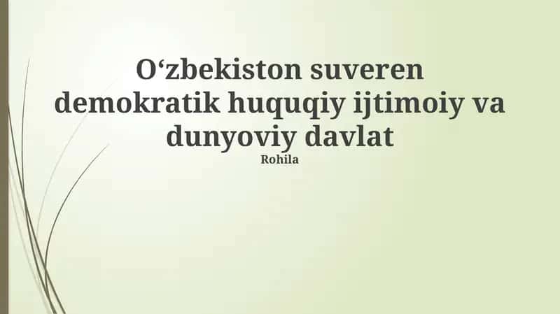 Oʻzbekiston suveren demokratik huquqiy ijtimoiy va dunyoviy davlat 1