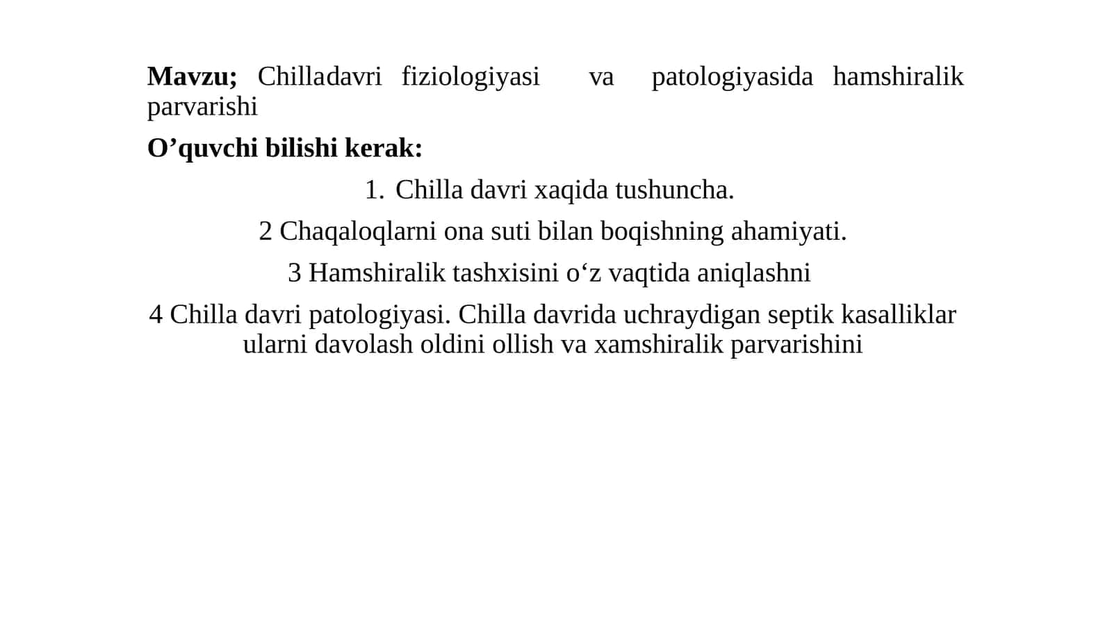 Chilladavri fiziologiyasi va patologiyasidagi amshiralik parvarishi 1