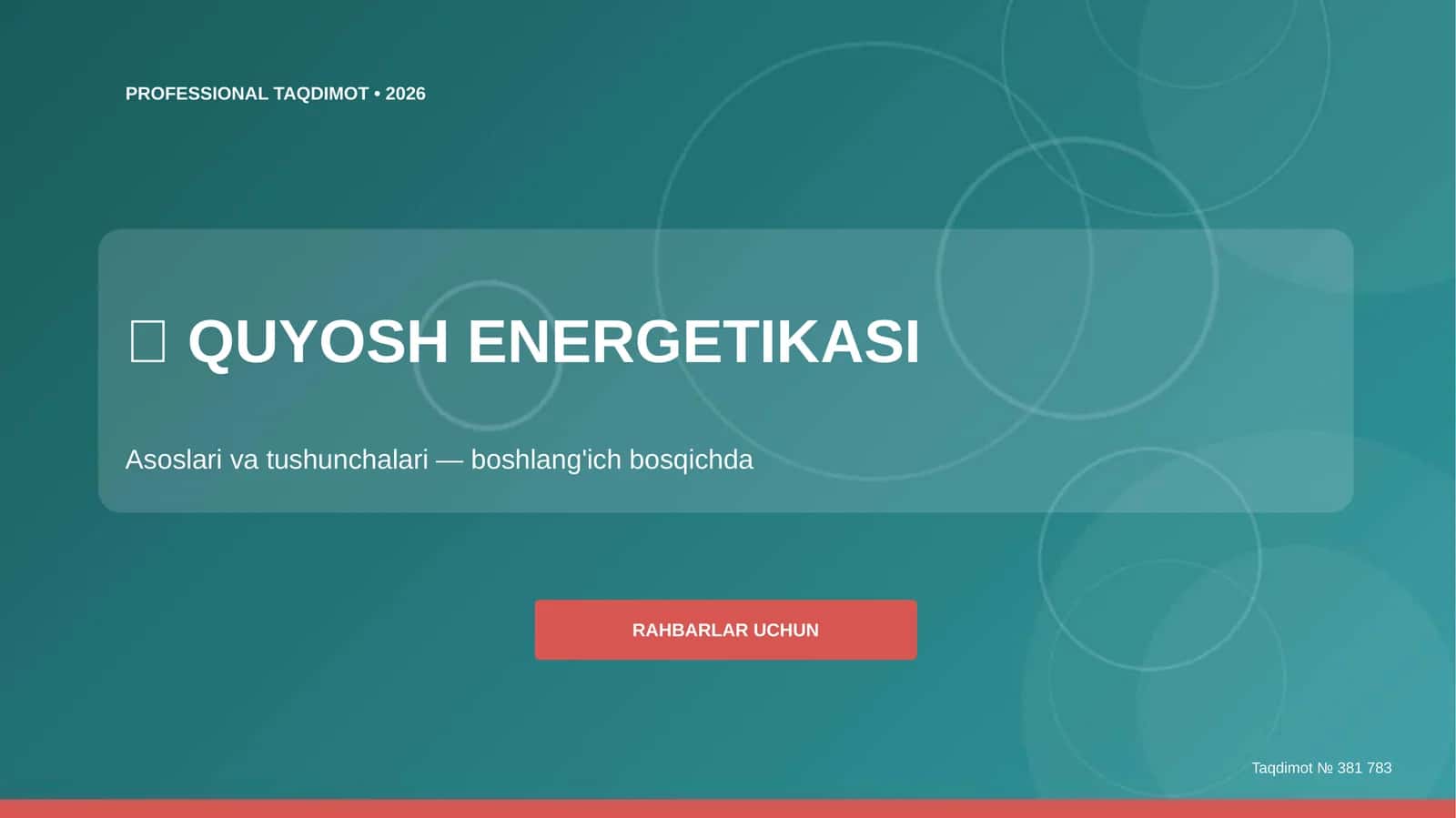 QUYOSH ENERGETIKASI Asoslari va tushunchalari 1