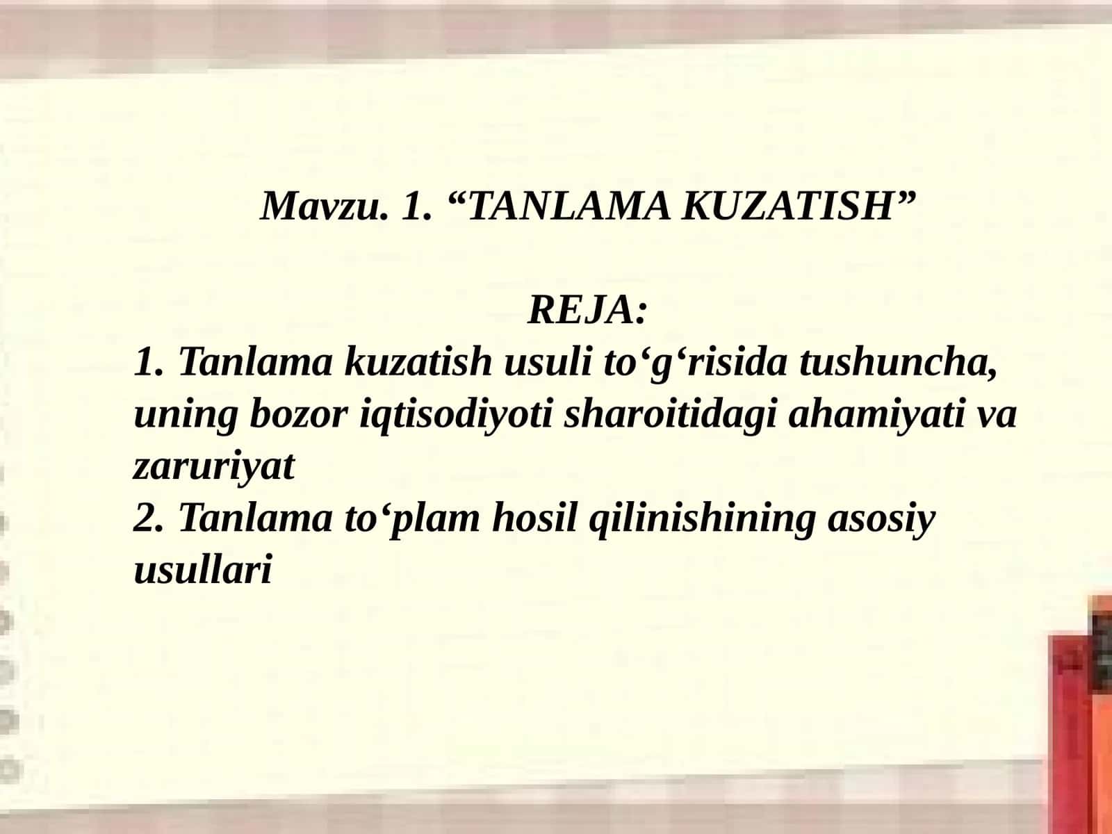 Tanlama kuzatish 1