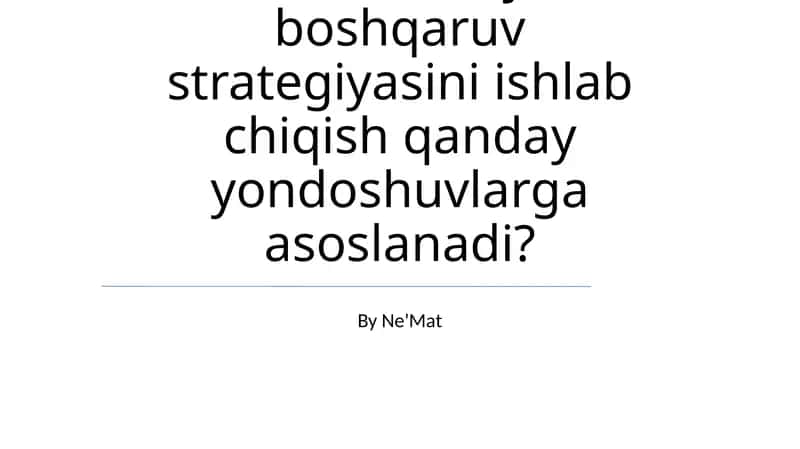 Zamonaviy boshqaruv strategiyasi 1