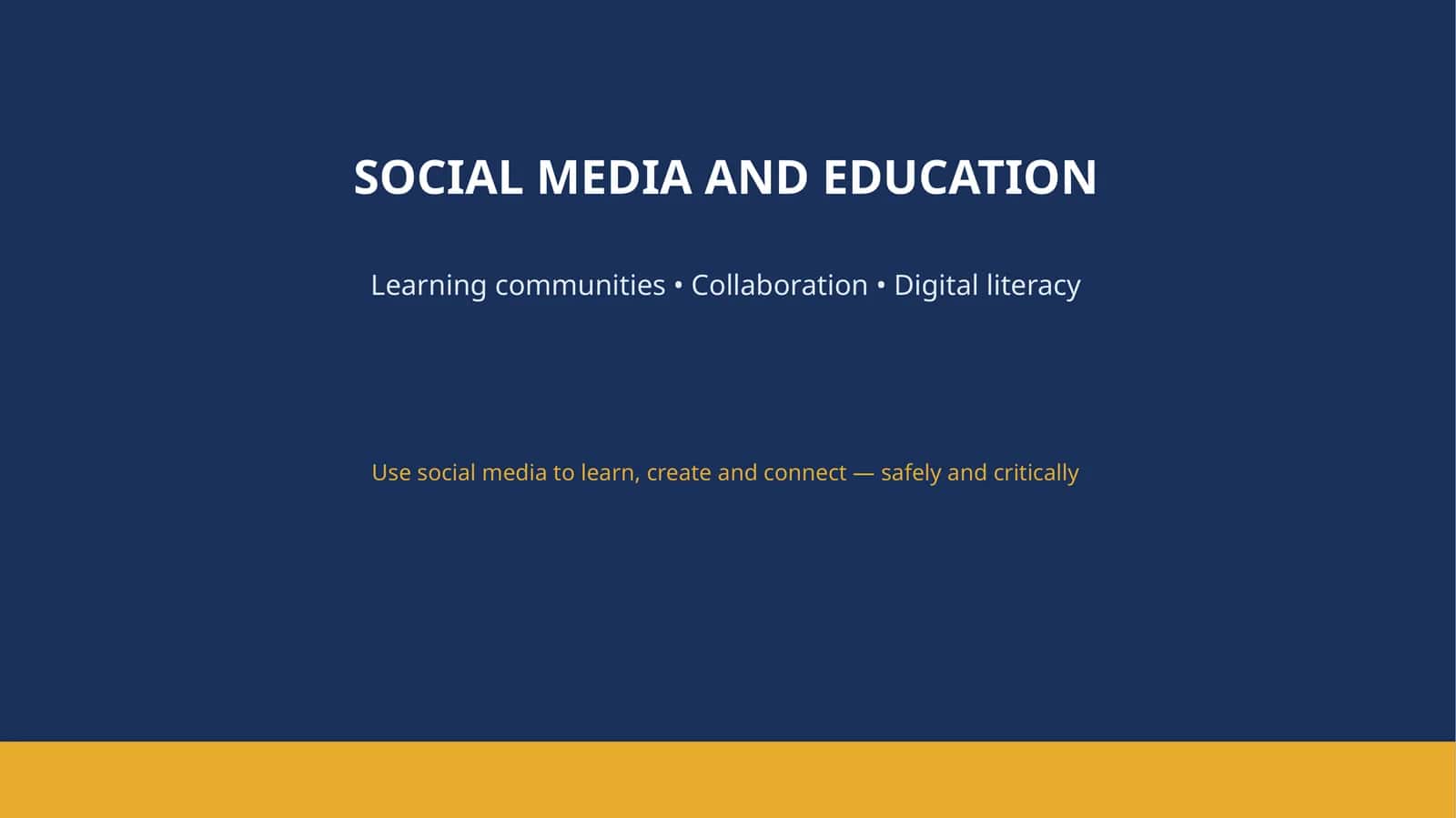 SOCIAL MEDIA AND EDUCATION 1