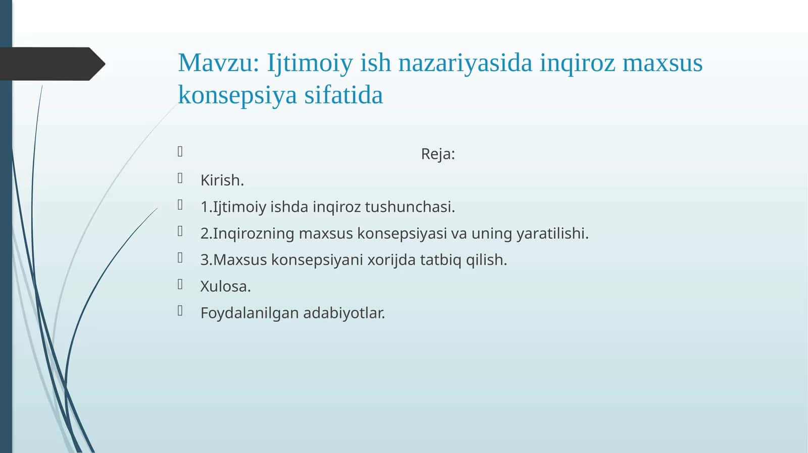 Ijtimoiy ish nazariyasida inqiroz maxsus konsepsiya sifatida 1