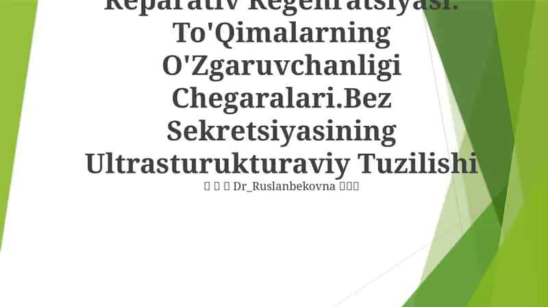 To'Qimalarning Fiziologik Va Reparativ Regenratsiyasi 1