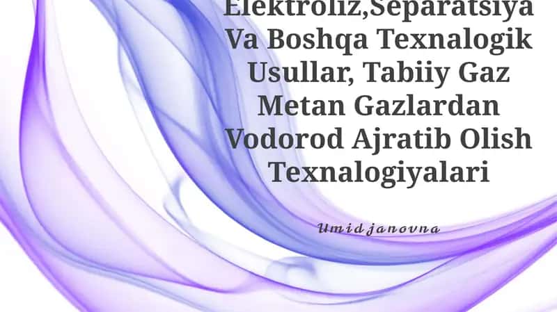 Piroliz, Elektroliz, Separatsiya Va Boshqa Texnalogik Usullar 1