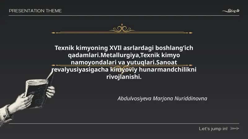 Texnik kimyoning XVII asrlardagi boshlangʻich qadamlari 1