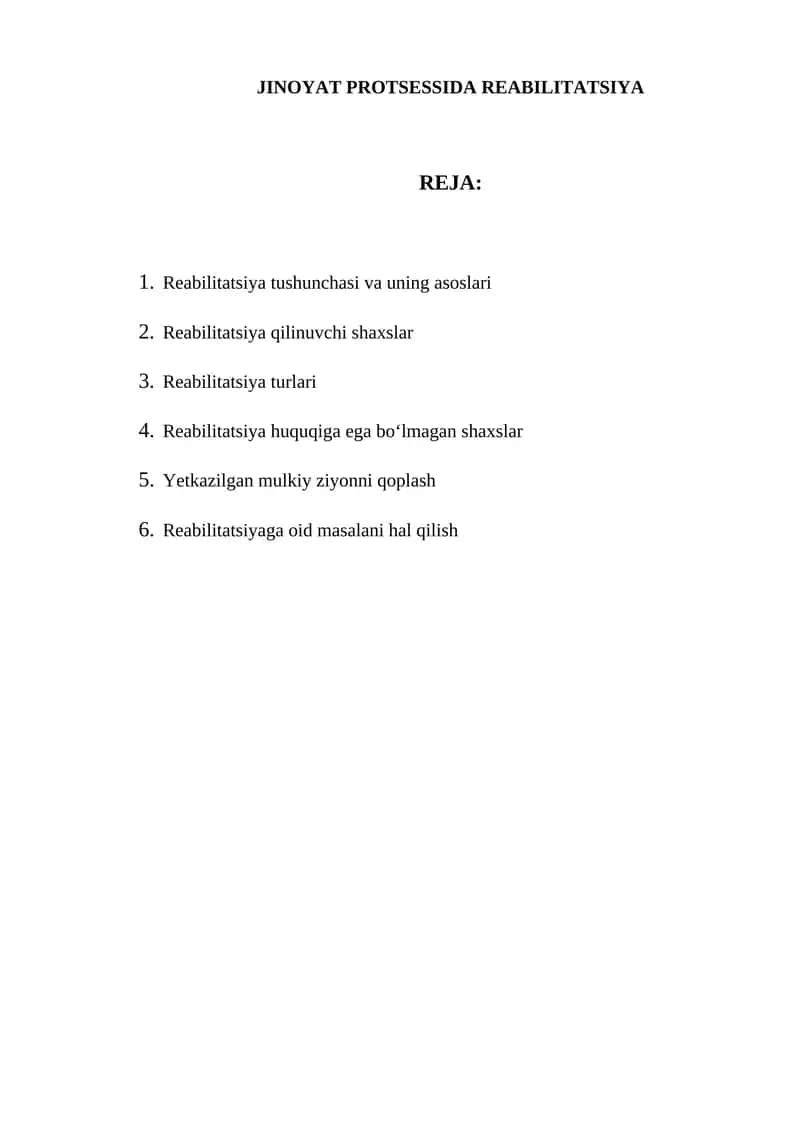 Jinoyat protsessida reabilitatsiya 1