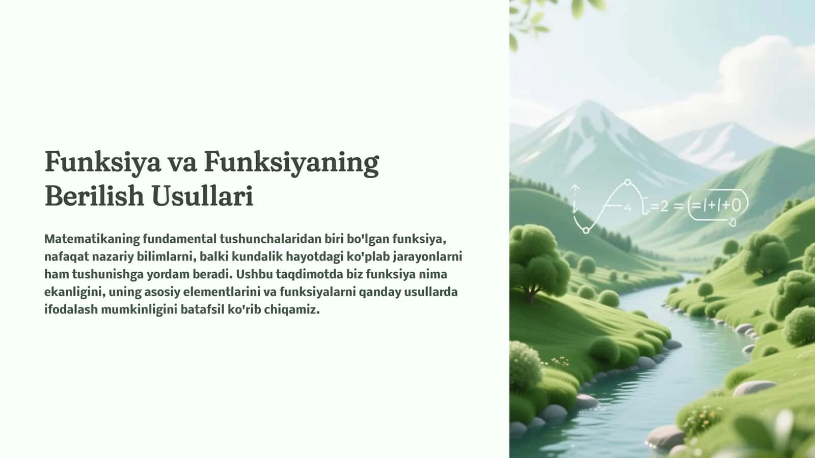 Funksiya va Funksiyaning Berilish Usullari 1